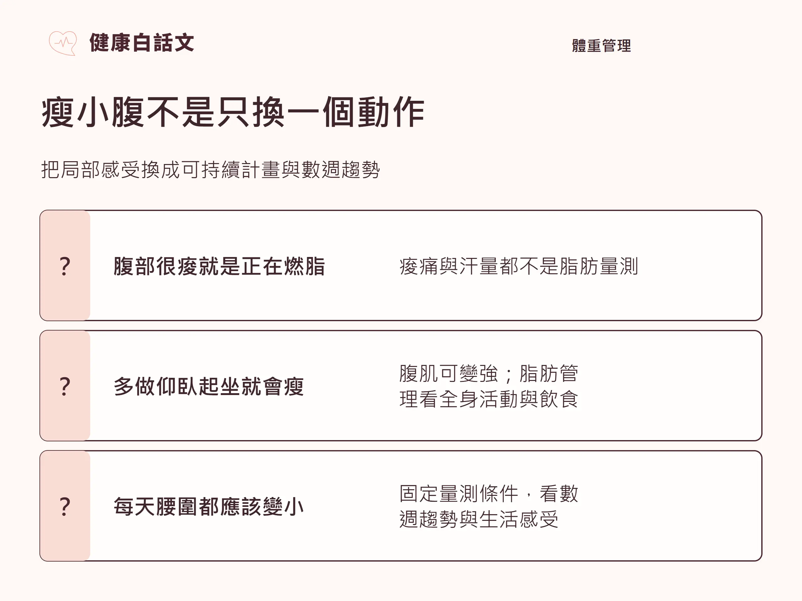 瘦小腹不是只換一個動作：把局部感受換成可持續計畫與數週趨勢。