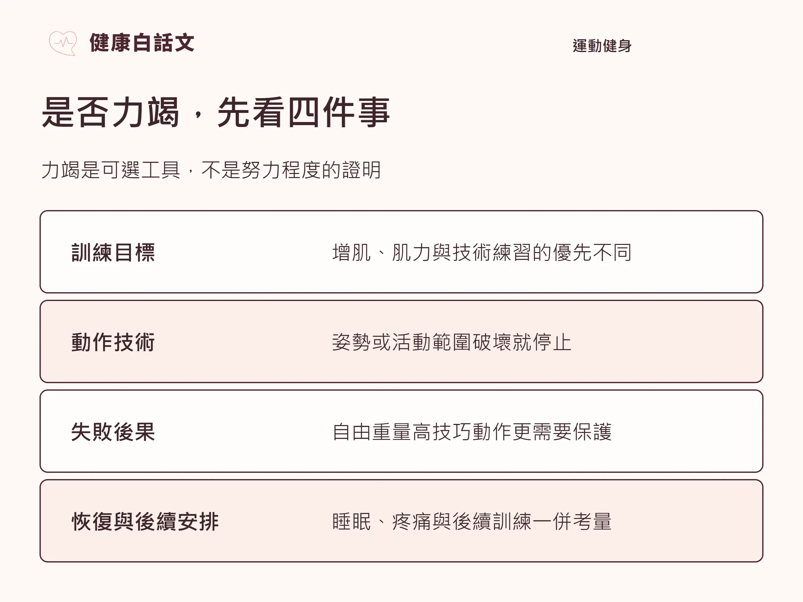 是否力竭,先看四件事:力竭是可選工具,不是努力程度的證明。