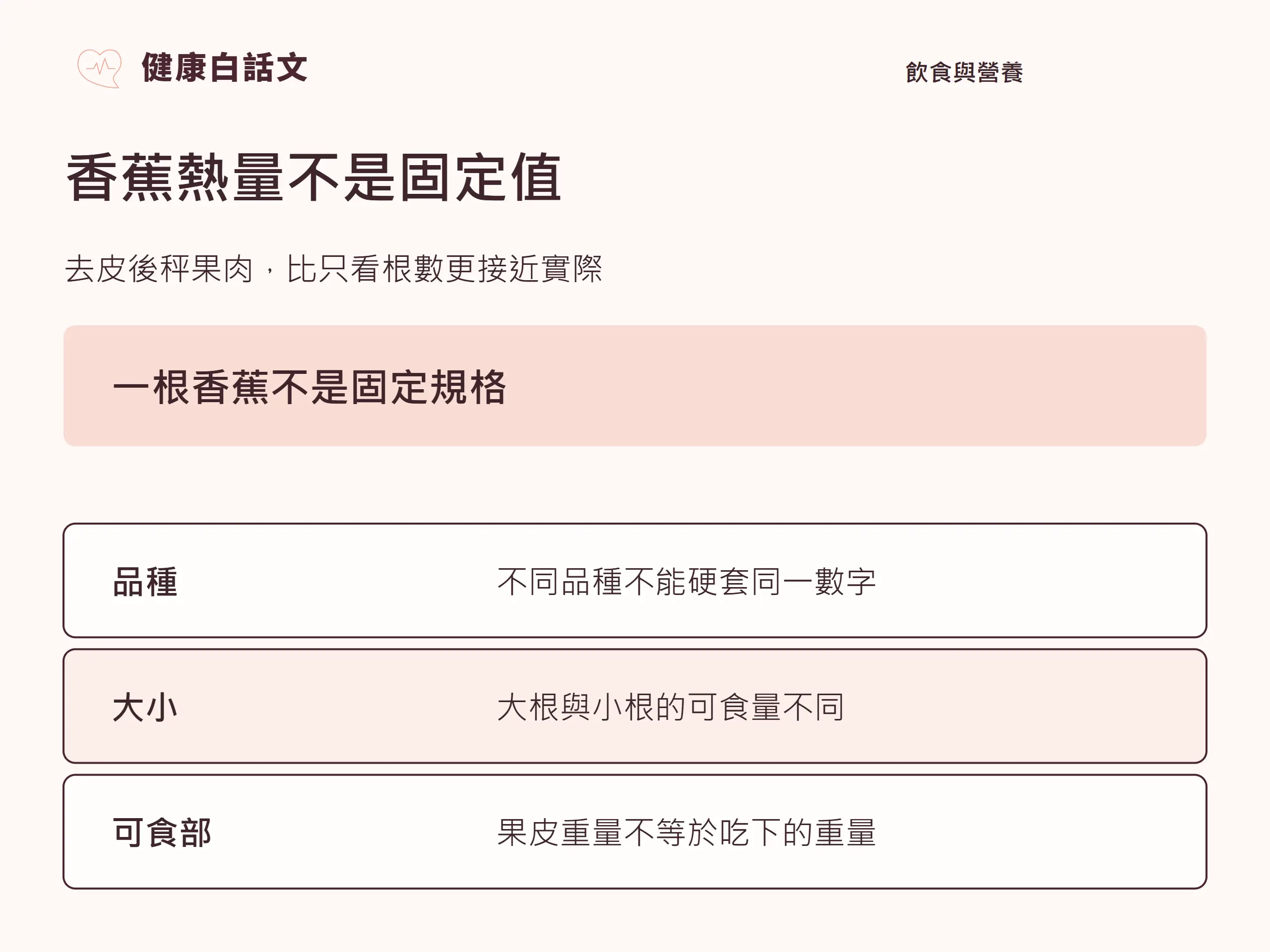 香蕉熱量不是固定值:去皮後秤果肉,比只看根數更接近實際。