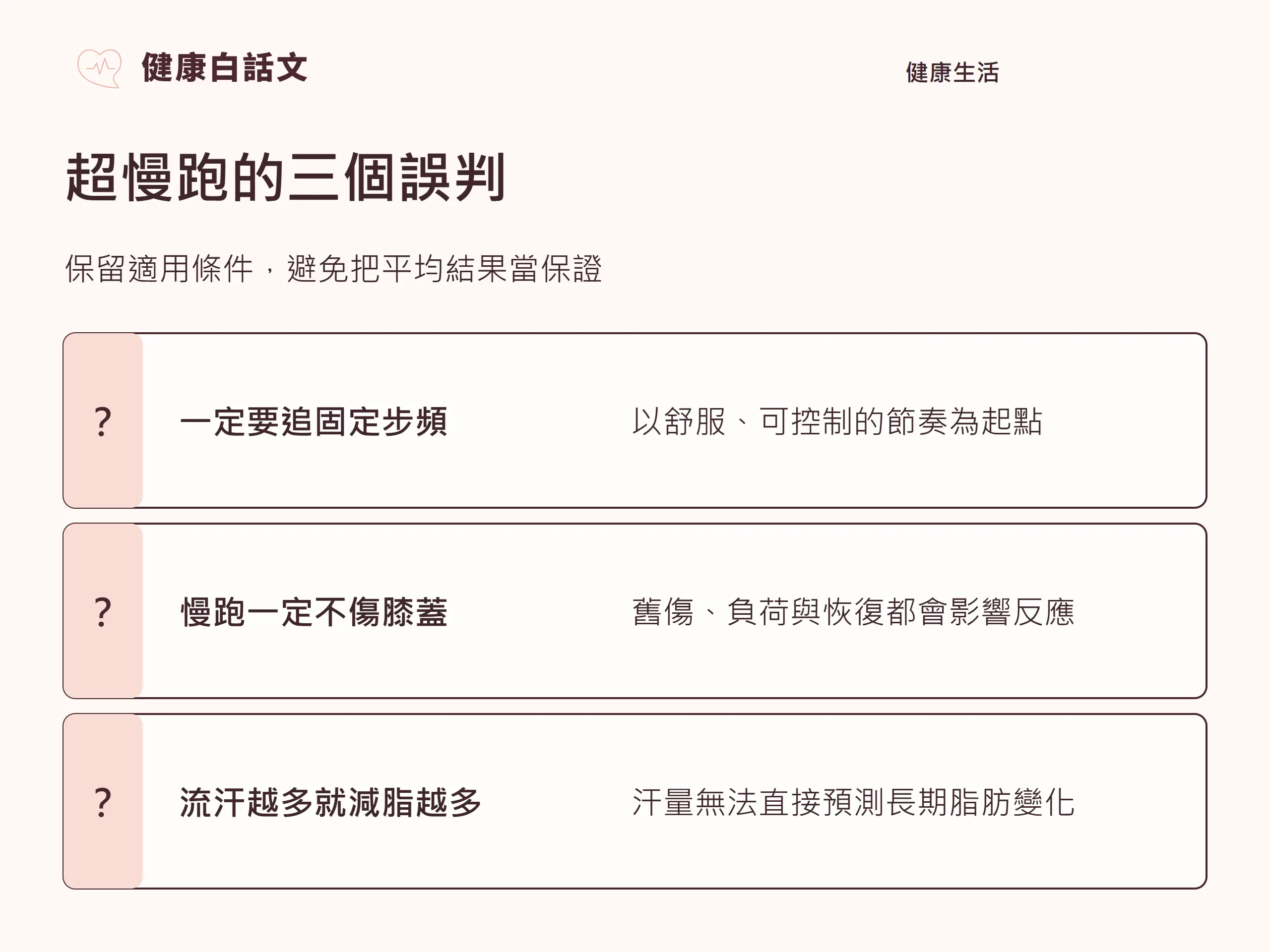 超慢跑的三個誤判:保留適用條件,避免把平均結果當保證。
