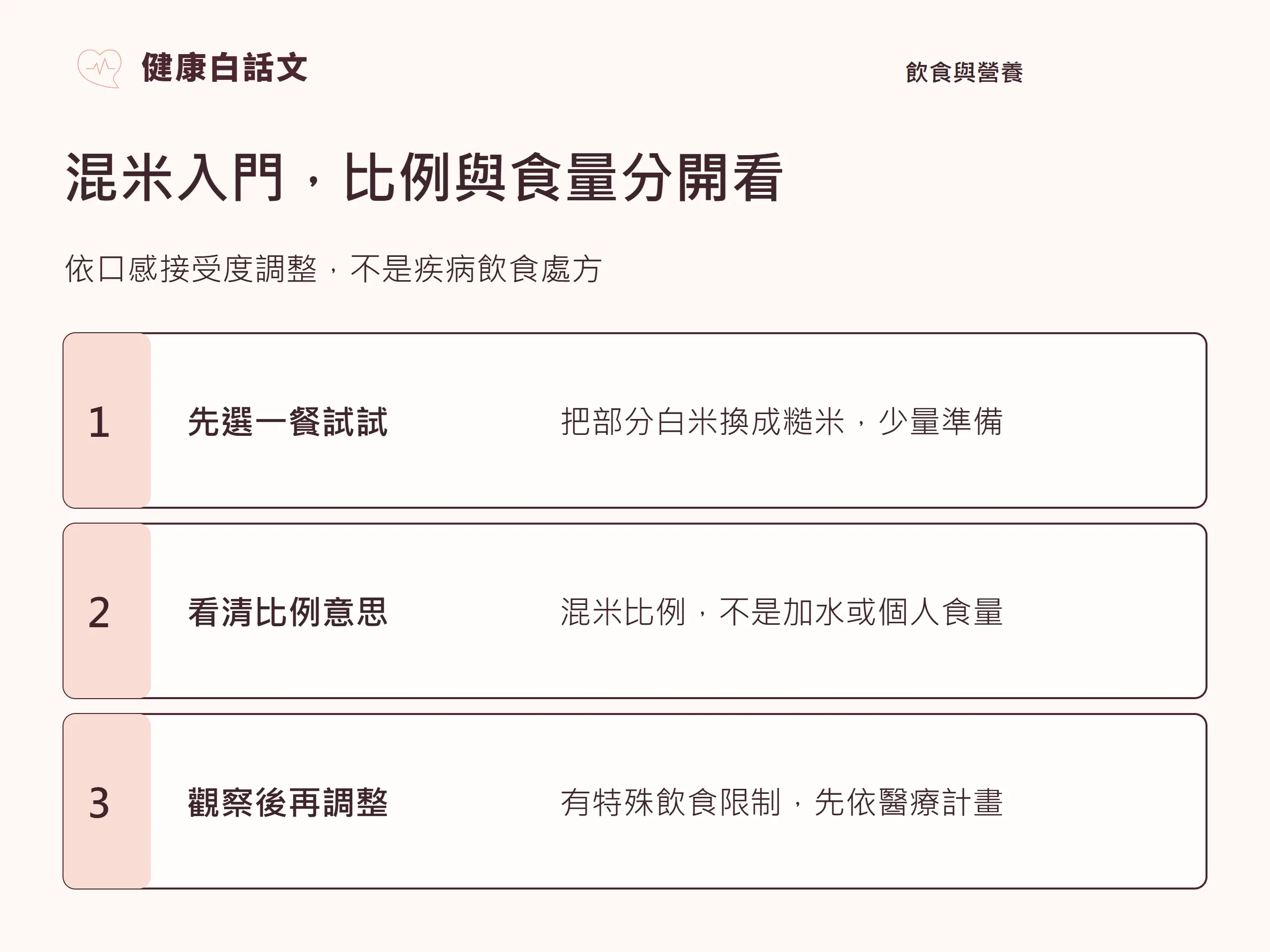 混米入門,比例與食量分開看